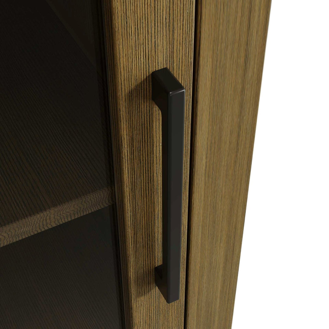 16 Inch Bath Storage Glass Cabinet In Hazel Oak