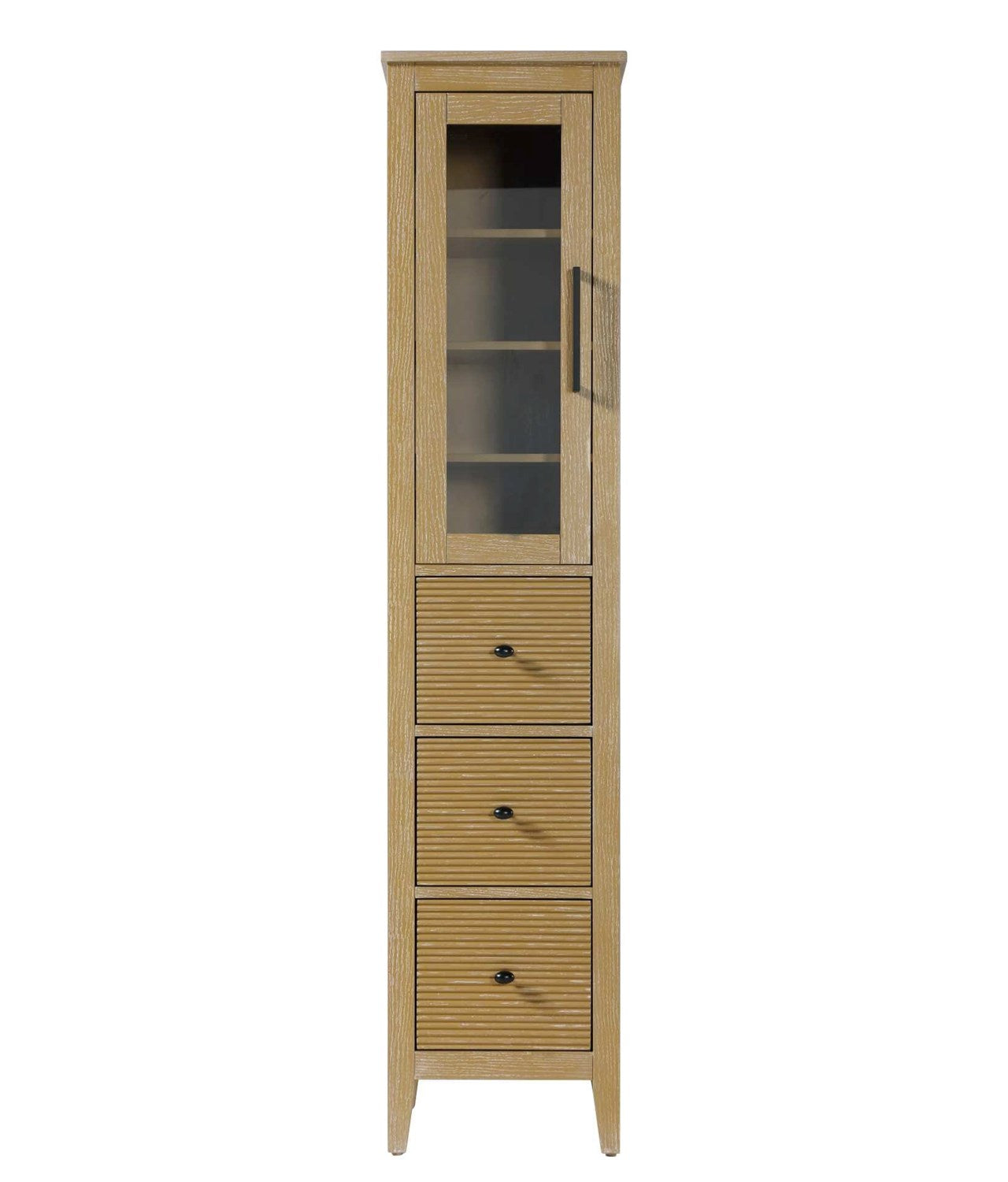 16 Inch Bath Storage Glass Cabinet In Linen Oak by Elegant Kitchen and Bath