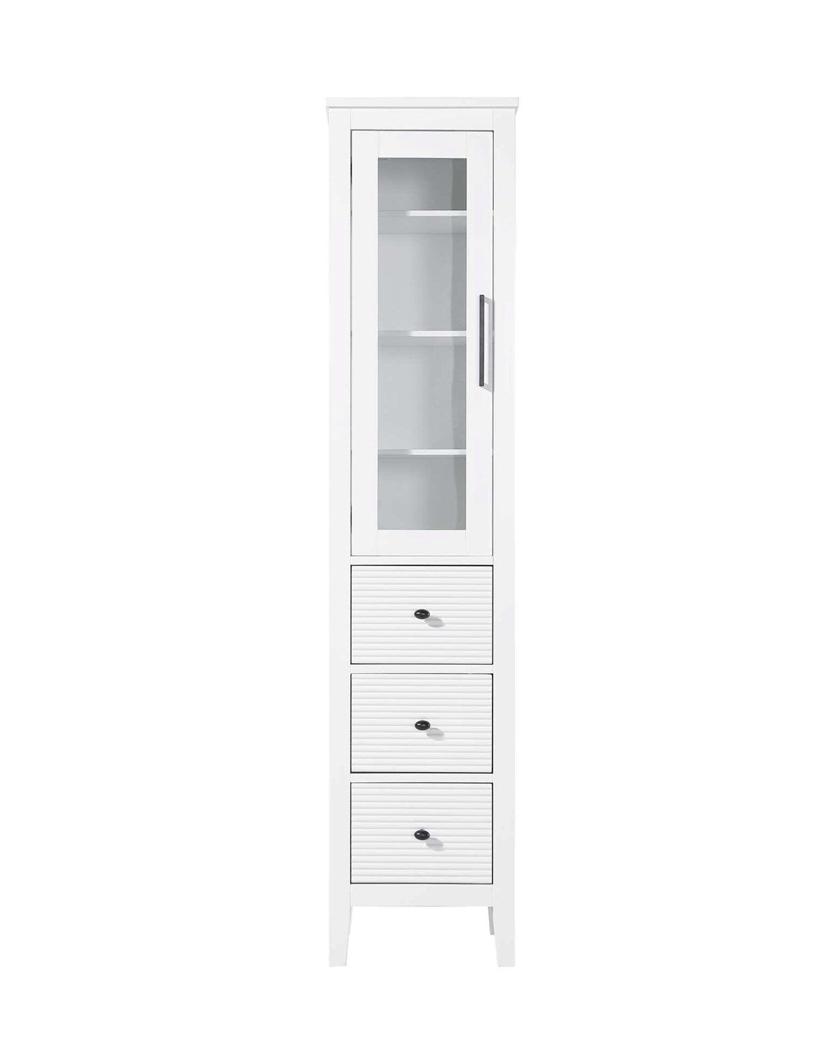 16 Inch Bath Storage Glass Cabinet In White by Elegant Kitchen and Bath
