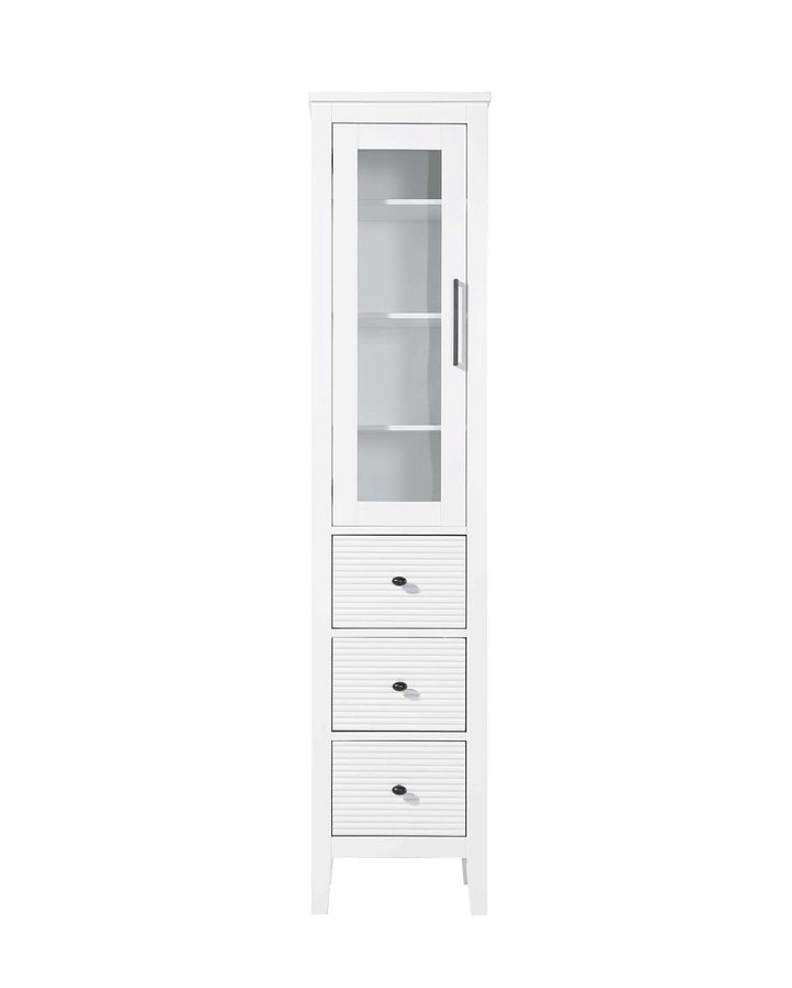 16 Inch Bath Storage Glass Cabinet In White by Elegant Kitchen and Bath