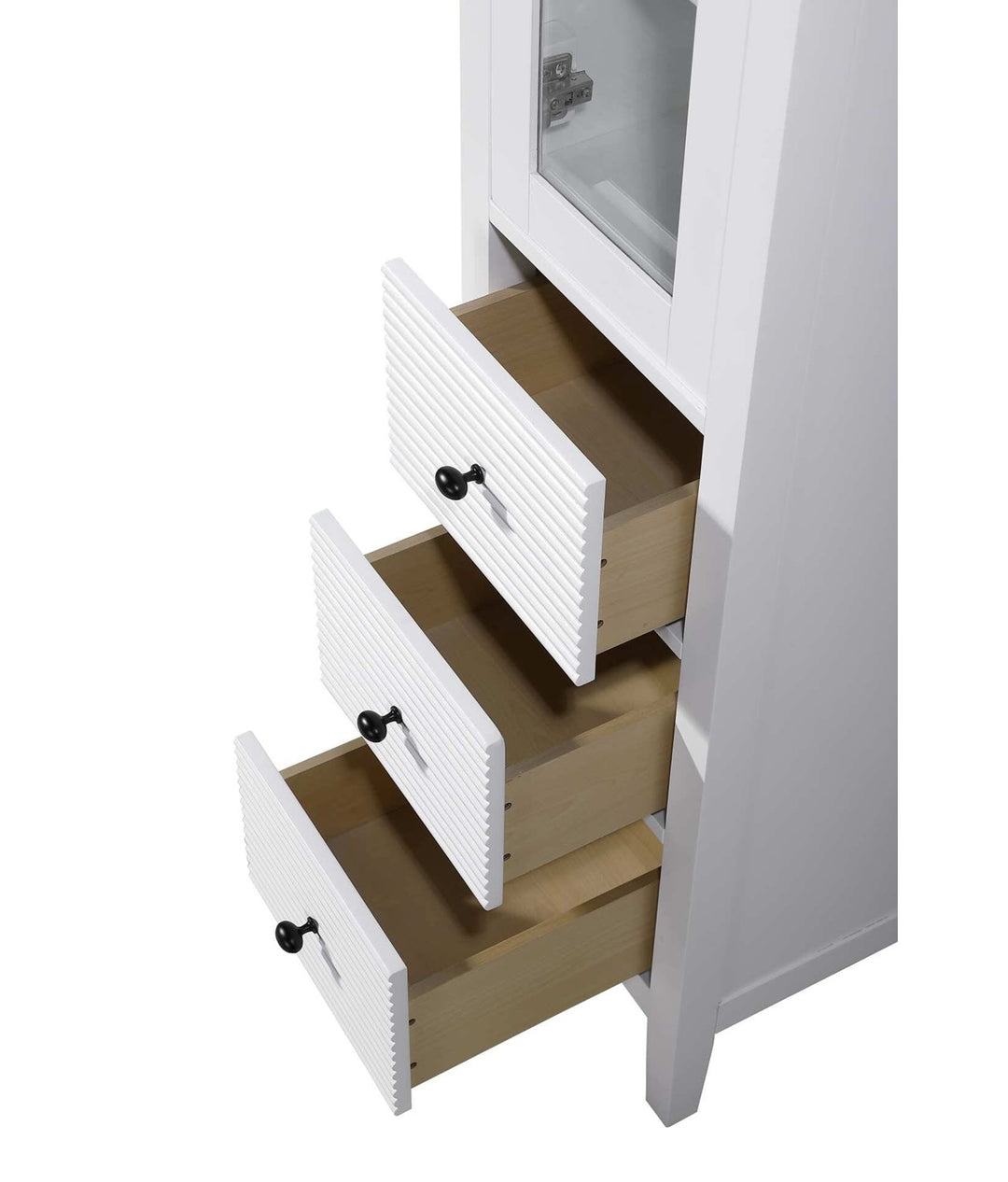 16 Inch Bath Storage Glass Cabinet In White