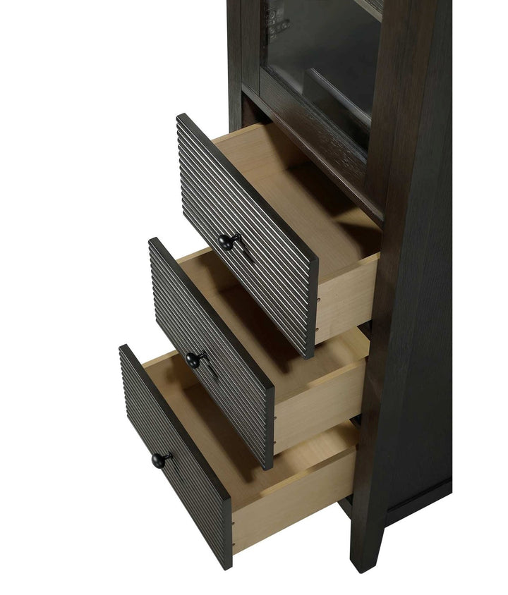 20 Inch Bath Storage Glass Cabinet In Chocolate Oak