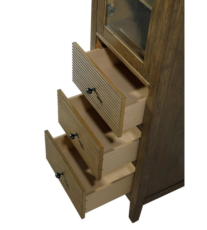 20 Inch Bath Storage Glass Cabinet In Hazel Oak