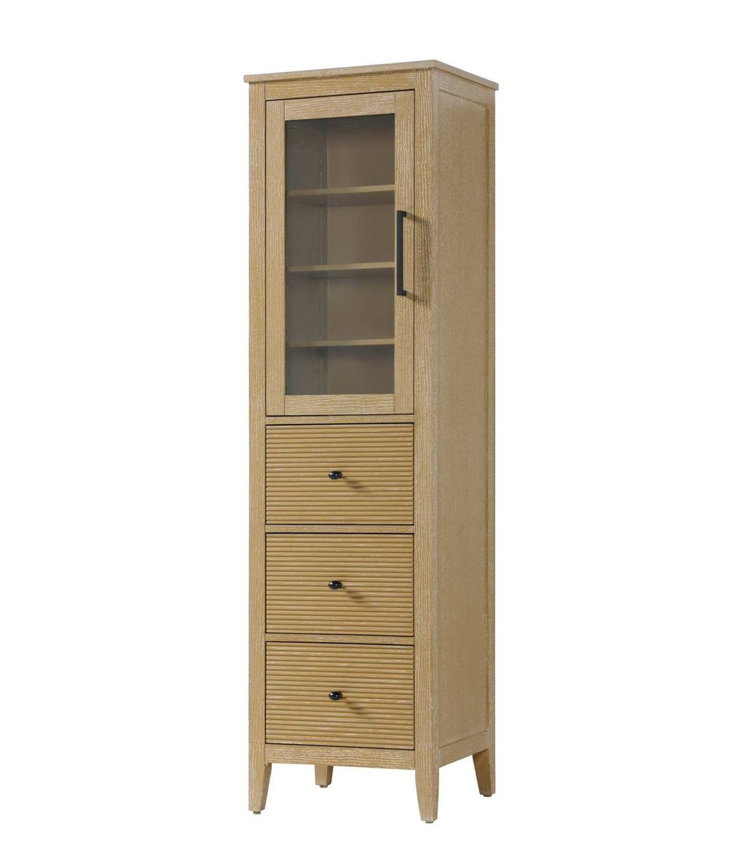20 Inch Bath Storage Glass Cabinet In Linen Oak