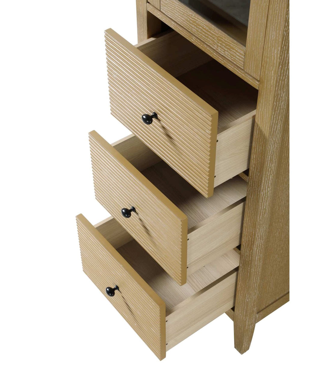 20 Inch Bath Storage Glass Cabinet In Linen Oak