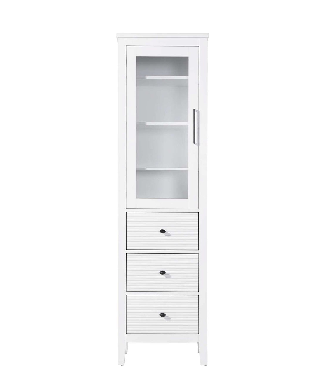 20 Inch Bath Storage Glass Cabinet In White by Elegant Kitchen and Bath