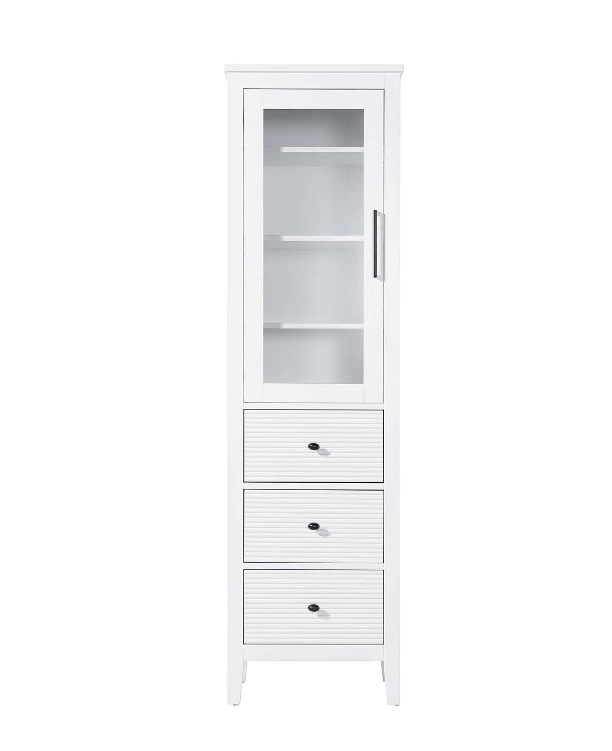20 Inch Bath Storage Glass Cabinet In White by Elegant Kitchen and Bath