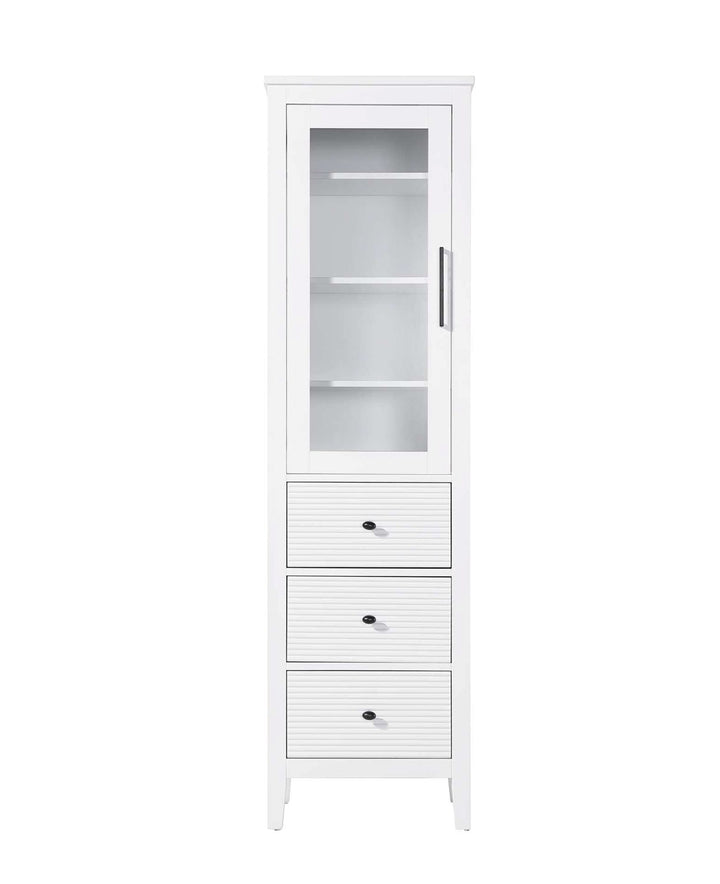 20 Inch Bath Storage Glass Cabinet In White by Elegant Kitchen and Bath