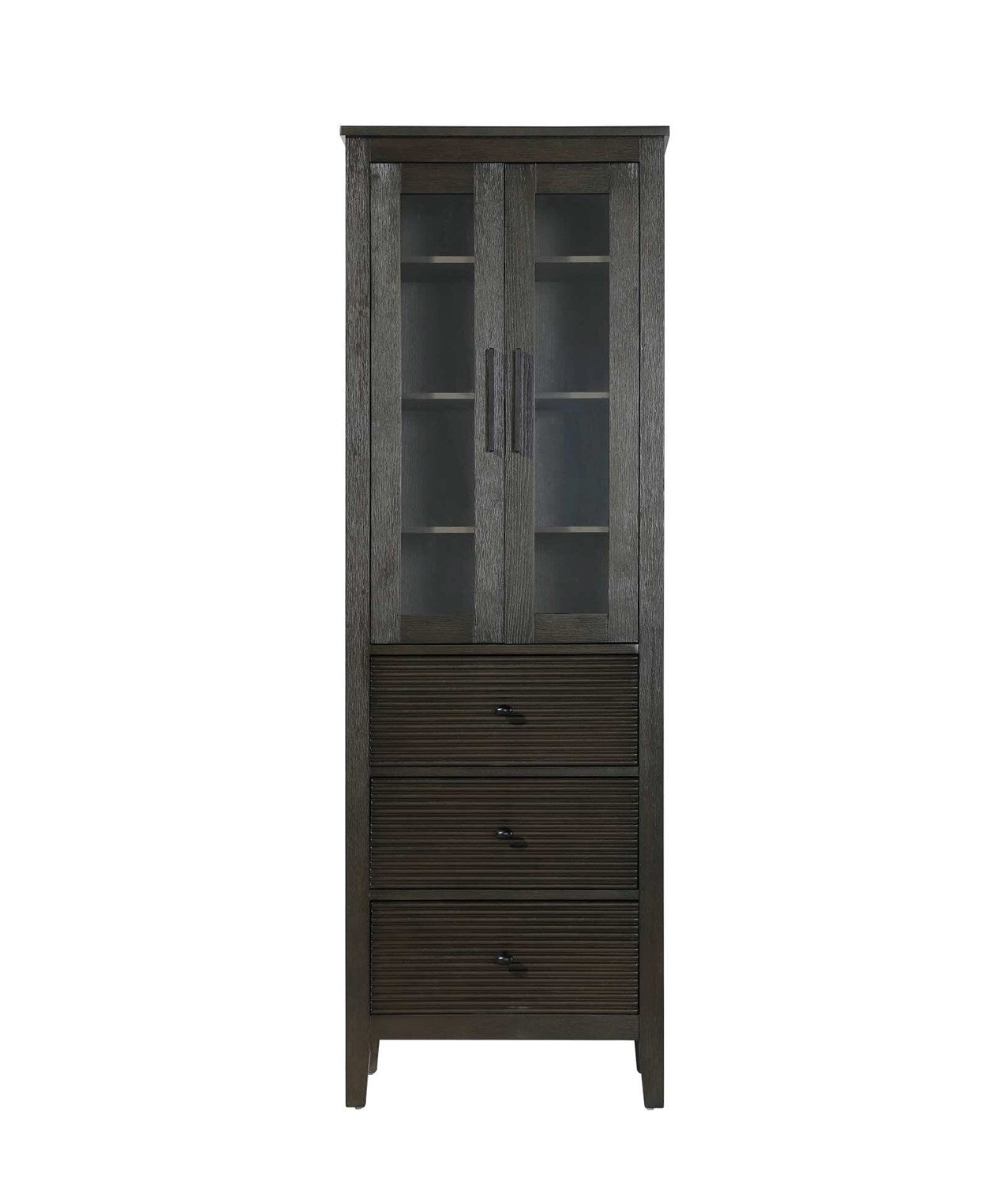 24 Inch Bath Storage Glass Cabinet In Chocolate Oak by Elegant Kitchen and Bath