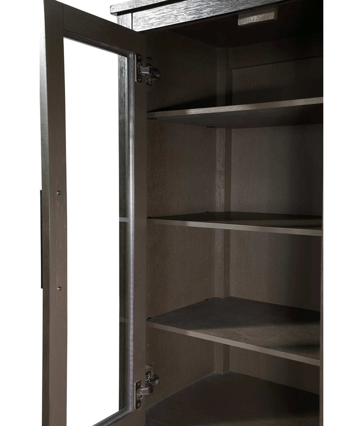 24 Inch Bath Storage Glass Cabinet In Chocolate Oak