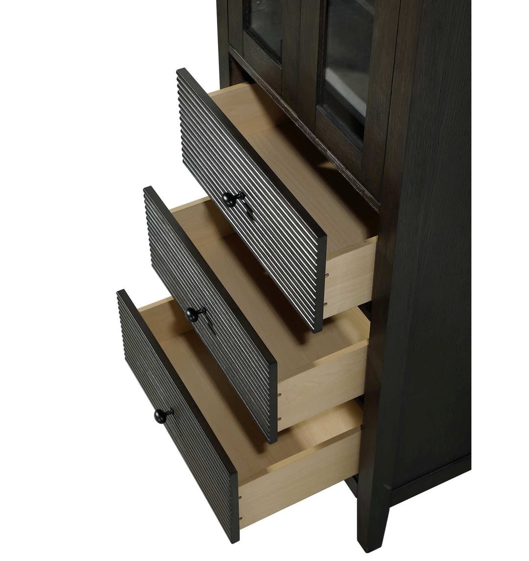 24 Inch Bath Storage Glass Cabinet In Chocolate Oak