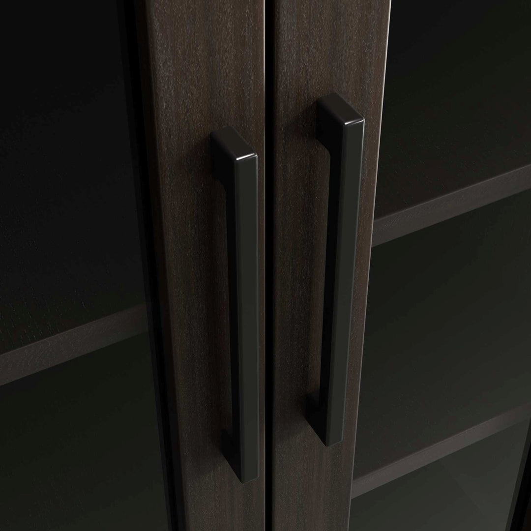 24 Inch Bath Storage Glass Cabinet In Chocolate Oak