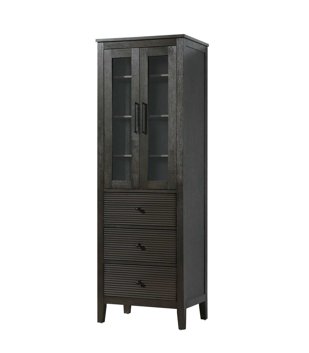 24 Inch Bath Storage Glass Cabinet In Chocolate Oak