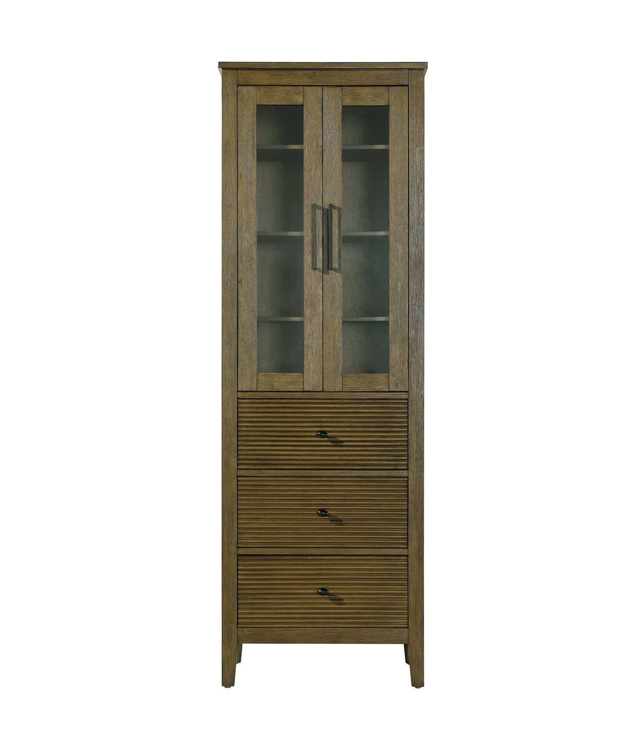 24 Inch Bath Storage Glass Cabinet In Hazel Oak by Elegant Kitchen and Bath