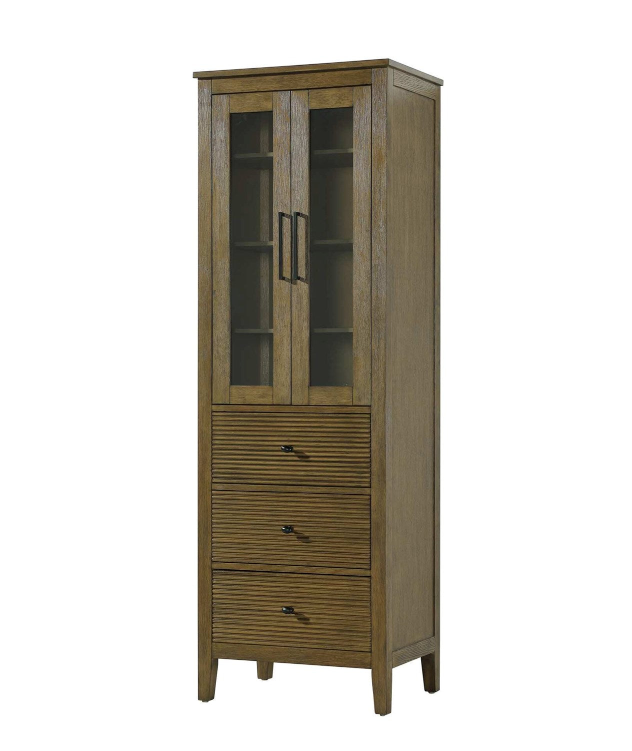 24 Inch Bath Storage Glass Cabinet In Hazel Oak