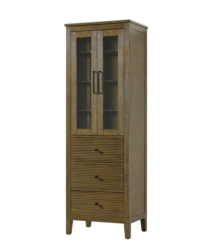 24 Inch Bath Storage Glass Cabinet In Hazel Oak