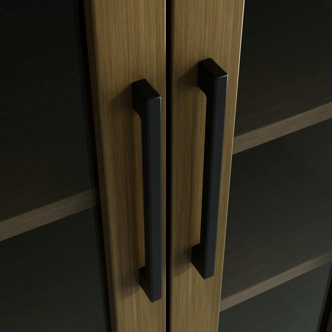 24 Inch Bath Storage Glass Cabinet In Hazel Oak