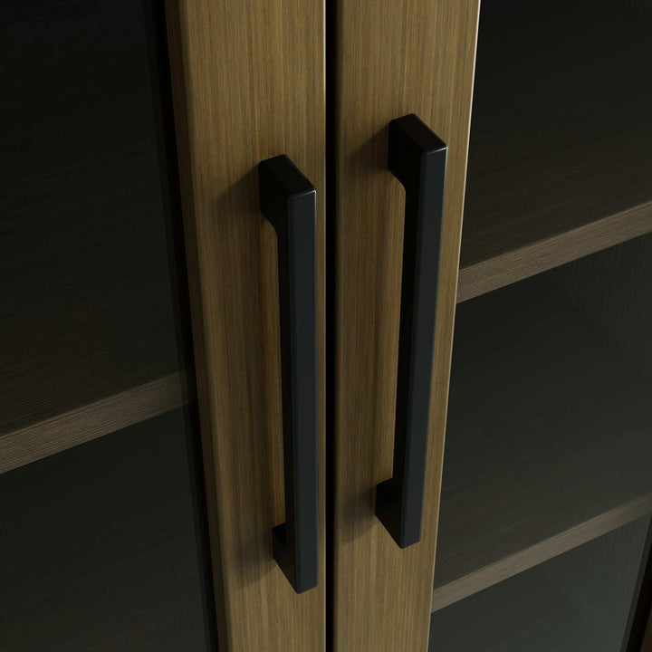 24 Inch Bath Storage Glass Cabinet In Hazel Oak