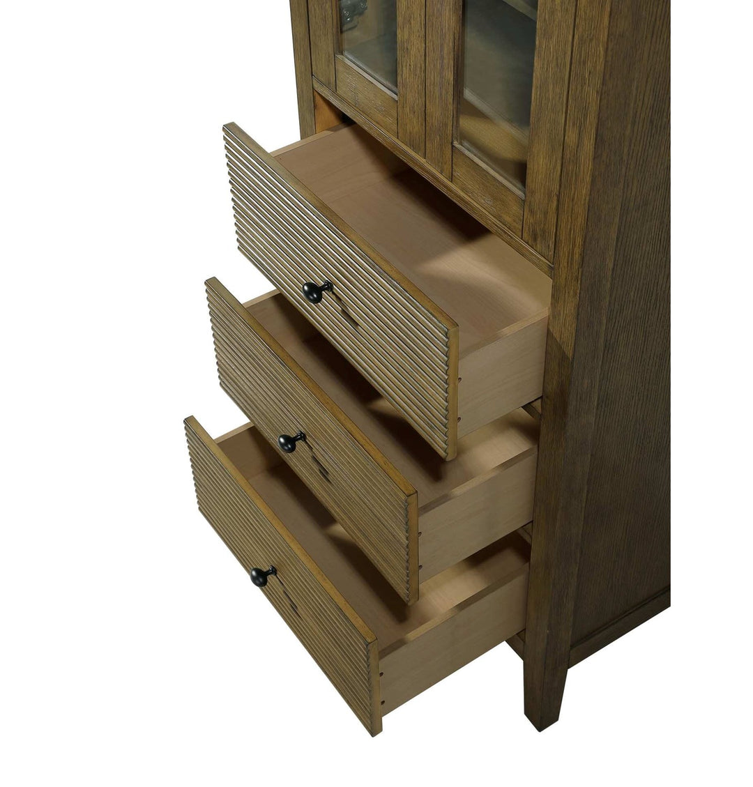 24 Inch Bath Storage Glass Cabinet In Hazel Oak