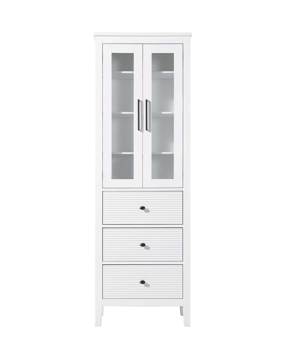 24 Inch Bath Storage Glass Cabinet In White by Elegant Kitchen and Bath