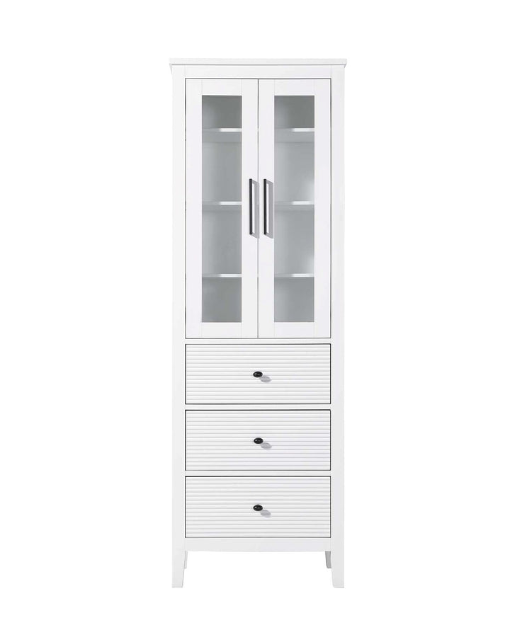 24 Inch Bath Storage Glass Cabinet In White by Elegant Kitchen and Bath