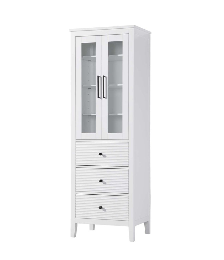 24 Inch Bath Storage Glass Cabinet In White