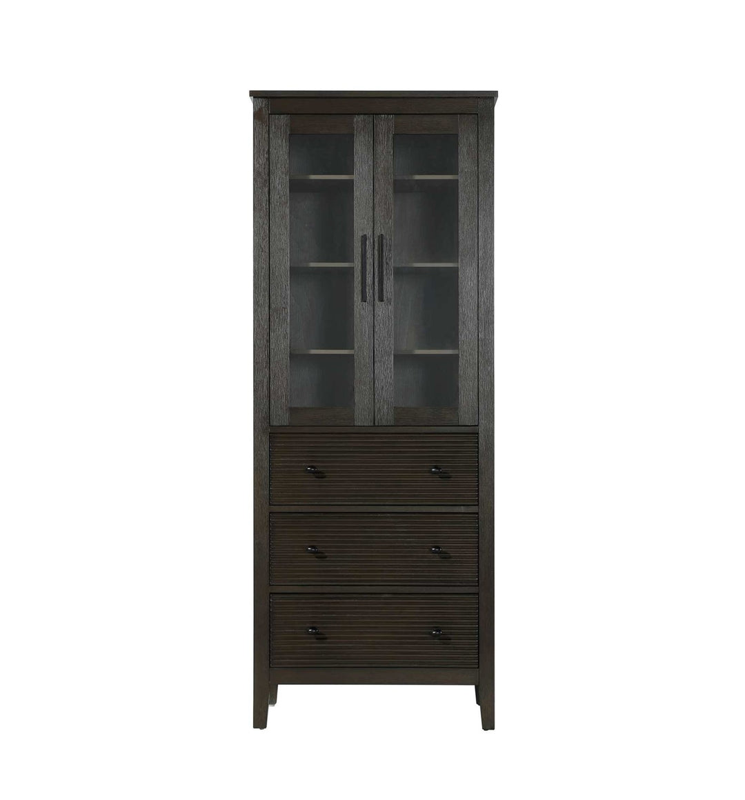 28 Inch Bath Storage Glass Cabinet In Chocolate Oak by Elegant Kitchen and Bath