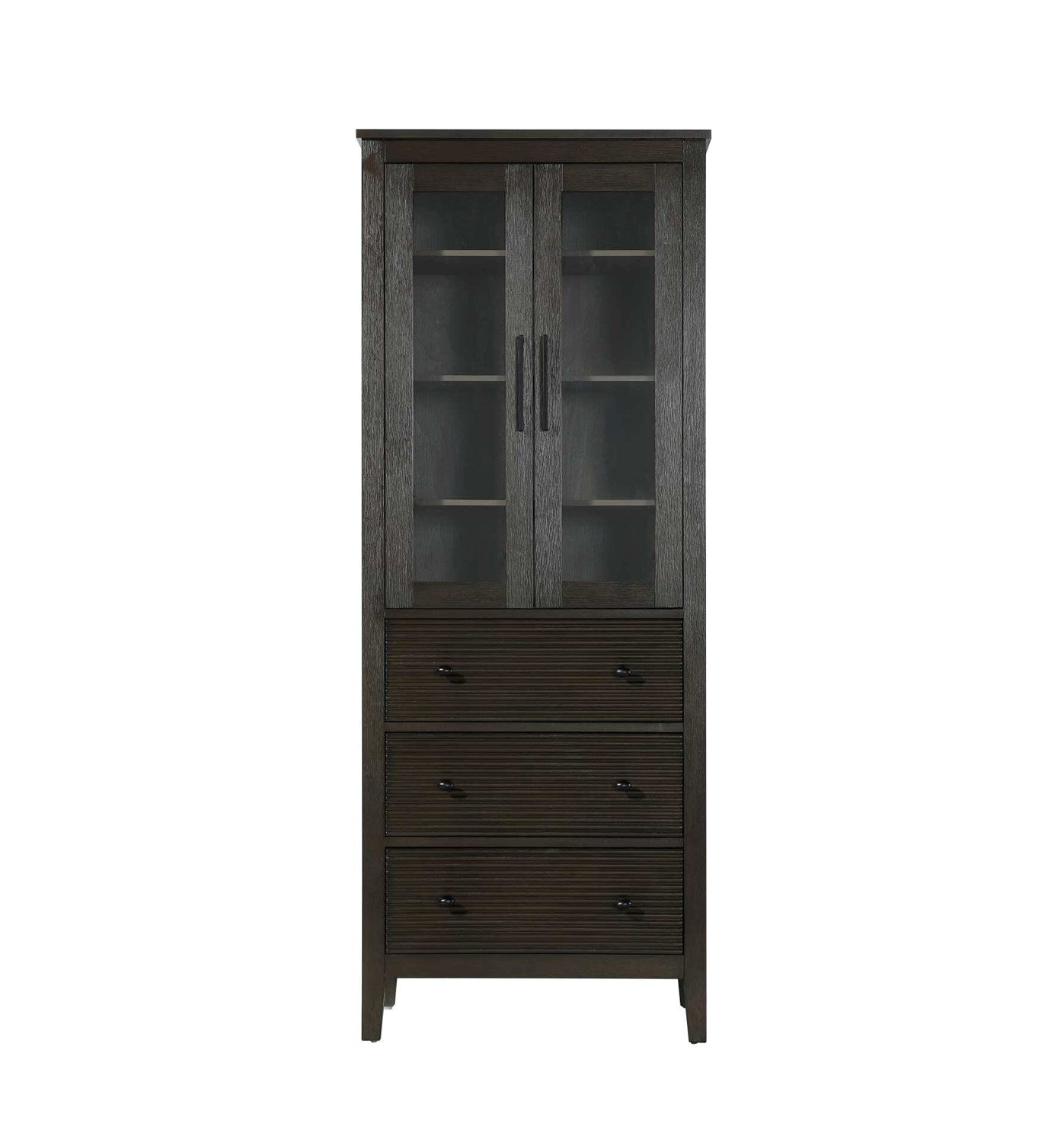 28 Inch Bath Storage Glass Cabinet In Chocolate Oak by Elegant Kitchen and Bath