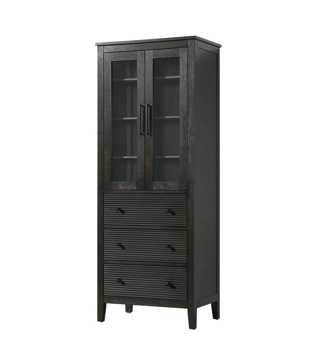 28 Inch Bath Storage Glass Cabinet In Chocolate Oak