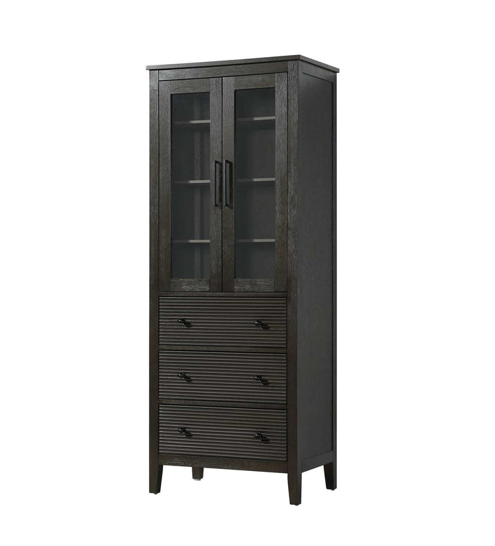 28 Inch Bath Storage Glass Cabinet In Chocolate Oak