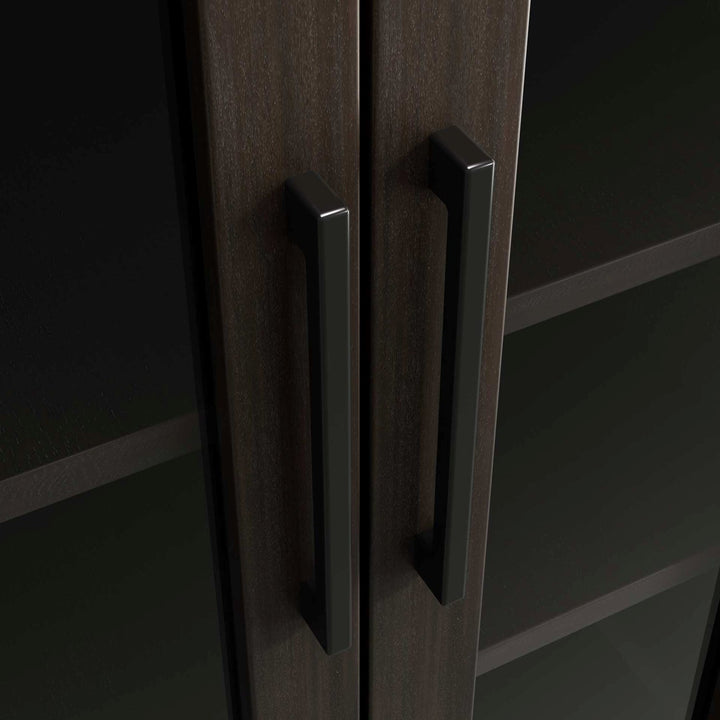 28 Inch Bath Storage Glass Cabinet In Chocolate Oak