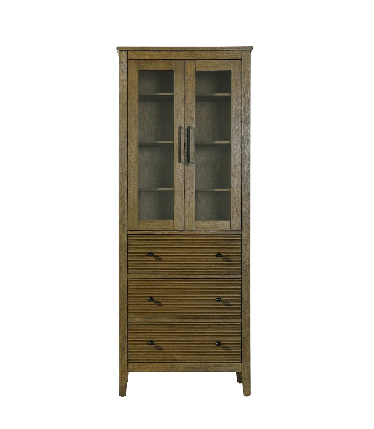 28 Inch Bath Storage Glass Cabinet In Hazel Oak by Elegant Kitchen and Bath
