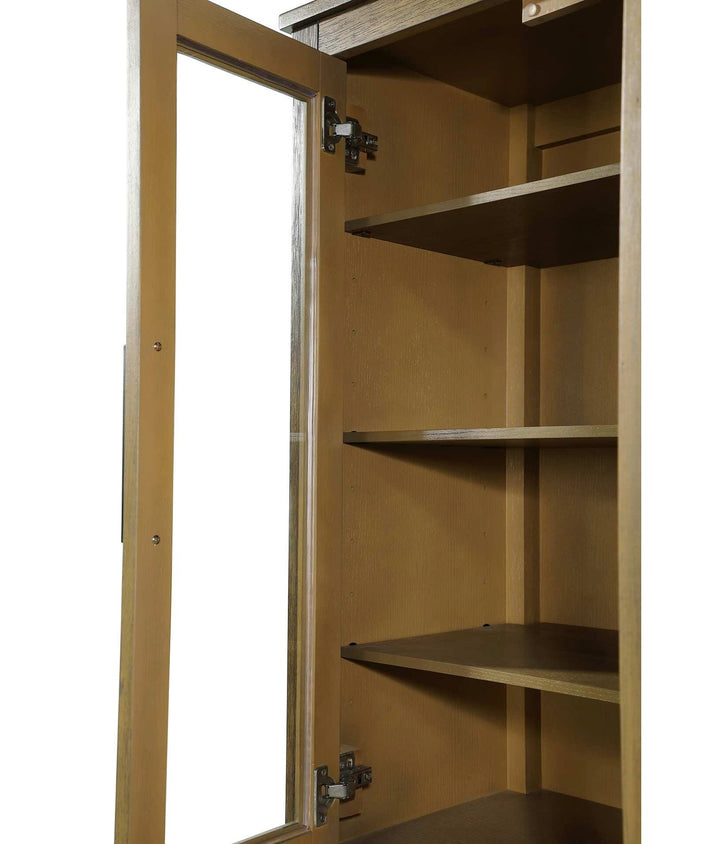 28 Inch Bath Storage Glass Cabinet In Hazel Oak