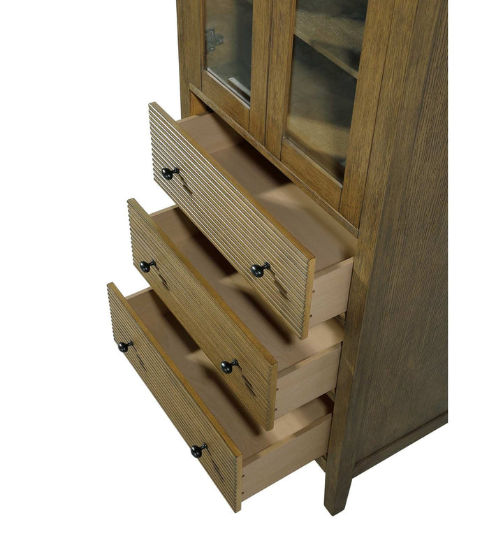 28 Inch Bath Storage Glass Cabinet In Hazel Oak