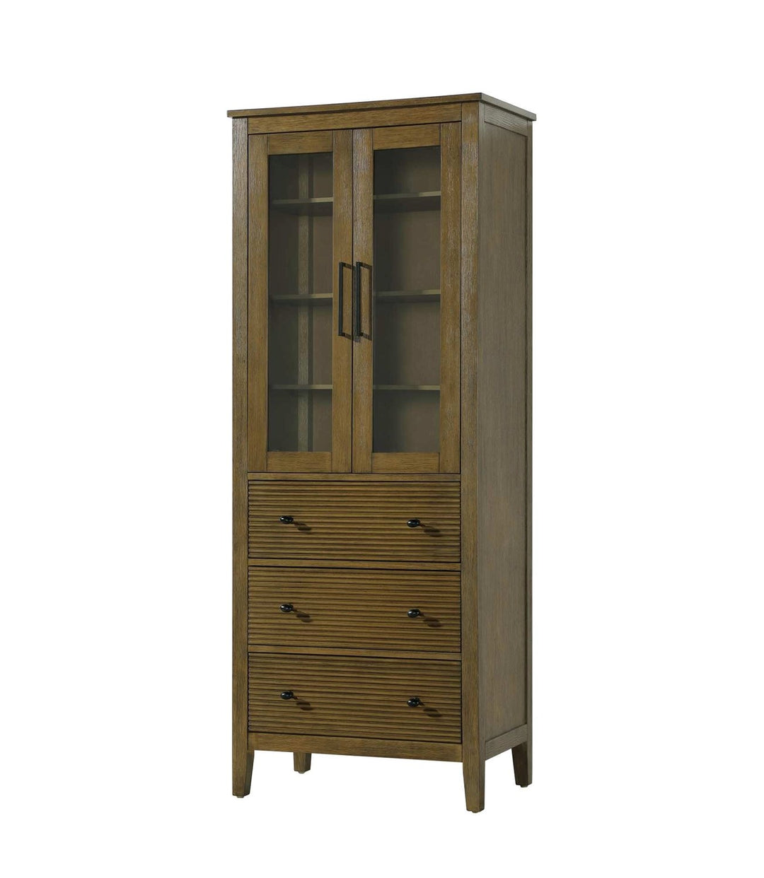 28 Inch Bath Storage Glass Cabinet In Hazel Oak