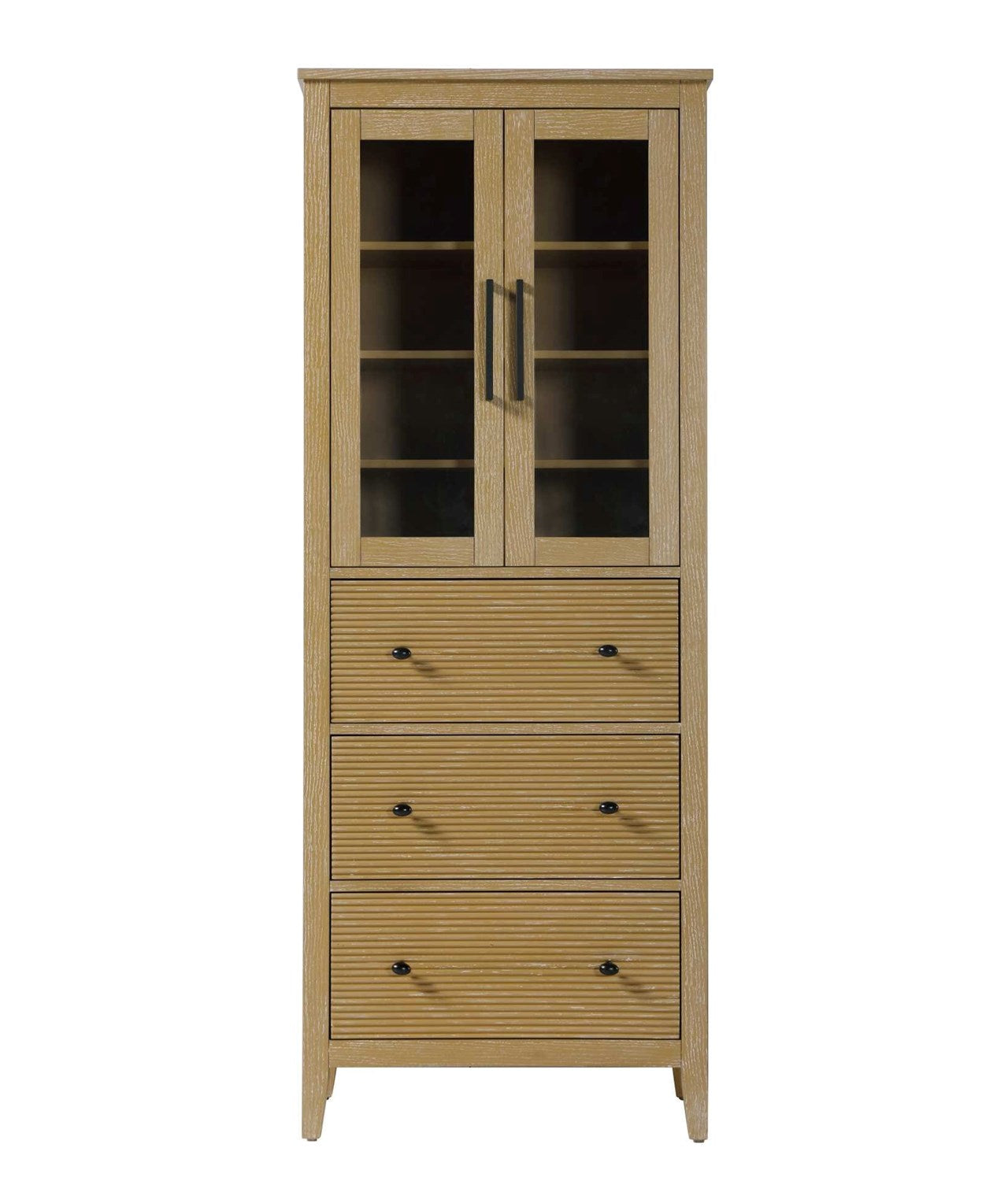 28 Inch Bath Storage Glass Cabinet In Linen Oak by Elegant Kitchen and Bath