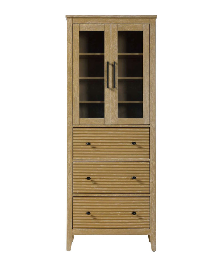 28 Inch Bath Storage Glass Cabinet In Linen Oak by Elegant Kitchen and Bath