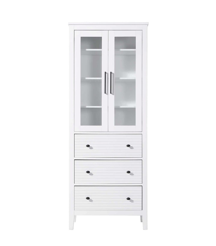 28 Inch Bath Storage Glass Cabinet In White by Elegant Kitchen and Bath