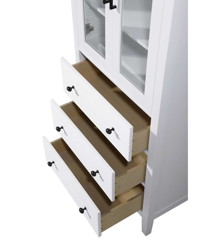 28 Inch Bath Storage Glass Cabinet In White